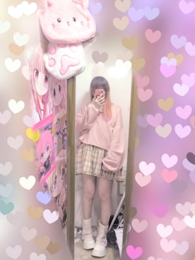 「SHEINのアイテム（ジャンパースカート、ベージュ系）」を使った、りりり0625さん（レディース・163cm）の春コーディネート
