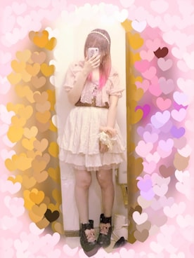 「GRL（グレイル）のアイテム（カーディガン/ボレロ、ピンク系）」を使った、りりり0625さん（レディース・163cm）の春コーディネート