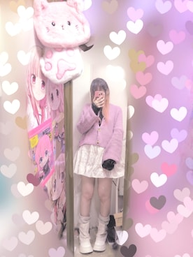 「GRL（グレイル）のアイテム（カーディガン/ボレロ、ピンク系）」を使った、りりり0625さん（レディース・163cm）の春コーディネート