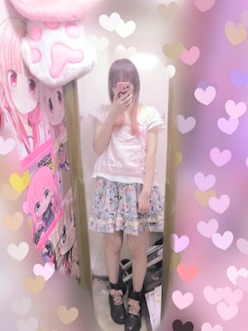 「axes femme（アクシーズファム）のアイテム（スカート、ブルー系）」を使った、りりり0625さん（レディース・163cm）の夏コーディネート