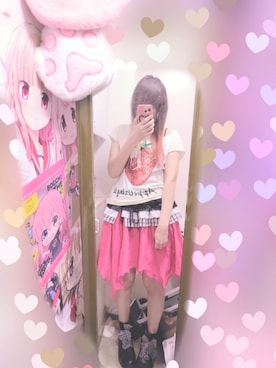 「LISTEN FLAVOR（リッスンフレーバー）のアイテム（Tシャツ/カットソー、ホワイト系）」を使った、りりり0625さん（レディース・163cm）の夏コーディネート