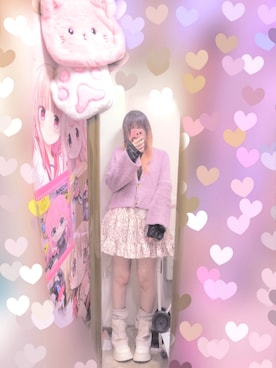 「GRL（グレイル）のアイテム（カーディガン/ボレロ、ピンク系）」を使った、りりり0625さん（レディース・163cm）の春コーディネート