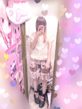 「axes femme（アクシーズファム）のアイテム（スカート、ベージュ系）」を使った、りりり0625さん（レディース・163cm）の夏コーディネート