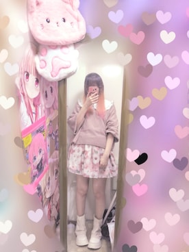 「メルカリのアイテム（スウェット、ブラウン系）」を使った、りりり0625さん（レディース・163cm）の春コーディネート