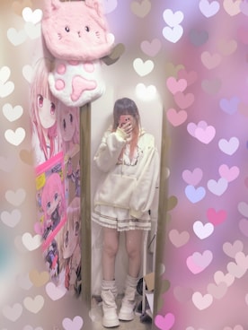 「temuのアイテム（パーカー、ホワイト系）」を使った、りりり0625さん（レディース・163cm）の春コーディネート