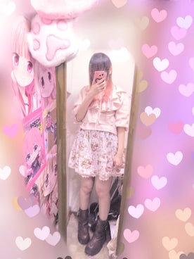 「LOWRYS FARM（ローリーズファーム）のアイテム（カーディガン/ボレロ、ピンク系）」を使った、りりり0625さん（レディース・163cm）の春コーディネート