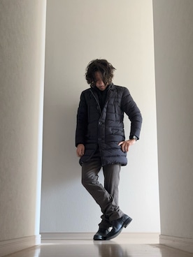 「アイテム（ダウンジャケット/コート）」を使った、アクセルボンバーさん（メンズ・170cm・40代）の冬コーディネート