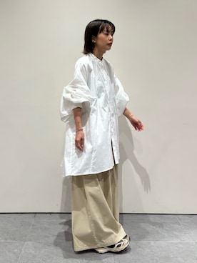 「ARNO（アルノ）の【ARNO/アルノ】Cape Town（シャツ/ブラウス、ホワイト系）」を使った、THE TOKYO WOMENSさん（レディース・152cm）の夏コーディネート