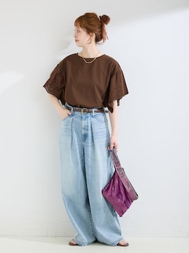 「Simplicite（サンプリシテ）のアイテム」を使った、 Kanakoさん（レディース・163cm）の夏コーディネート