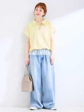 「Simplicite（サンプリシテ）のアイテム」を使った、 Kanakoさん（レディース・163cm）の夏コーディネート