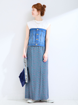 「Lee（リー）のアイテム（シャツ/ブラウス）」を使った、 Kanakoさん（レディース・163cm）の夏コーディネート