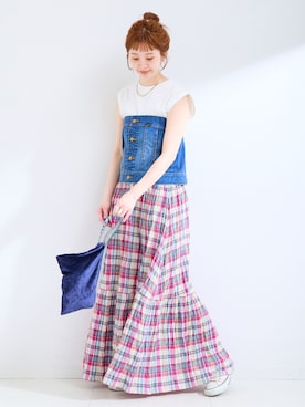 「Lee（リー）のアイテム（シャツ/ブラウス）」を使った、 Kanakoさん（レディース・163cm）の春コーディネート
