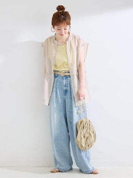 「Simplicite（サンプリシテ）のアイテム」を使った、 Kanakoさん（レディース・163cm）の夏コーディネート