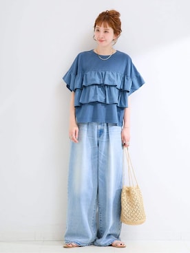 「Simplicite（サンプリシテ）のアイテム」を使った、 Kanakoさん（レディース・163cm）の夏コーディネート