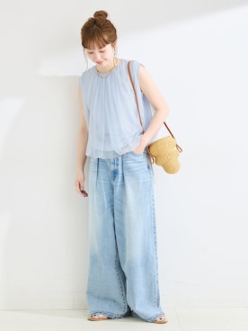 「Simplicite（サンプリシテ）のアイテム」を使った、 Kanakoさん（レディース・163cm）の夏コーディネート