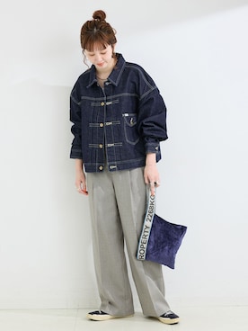 「Lee（リー）のアイテム（デニムジャケット）」を使った、 Kanakoさん（レディース・163cm）の冬コーディネート