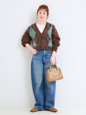 「Lee（リー）のウォッシャブル / LEE / リー 別注 DADDY PANTS（デニムパンツ、ブルー系）」を使った、 Kanakoさん（レディース・163cm）の秋コーディネート