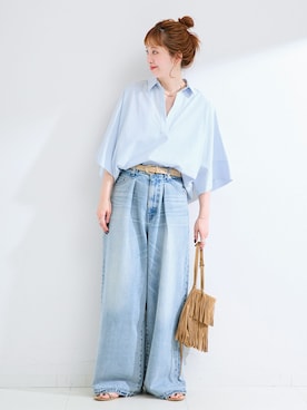 「Simplicite（サンプリシテ）のアイテム」を使った、 Kanakoさん（レディース・163cm）の夏コーディネート