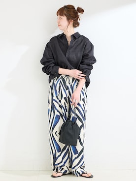 「柄パンツ」｜ Kanakoさん（レディース・163cm）の冬コーディネート