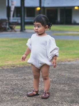 「アイテム（オールインワン・サロペット、ホワイト系）」を使った、753nofukuさん（キッズ・80cm）の秋コーディネート