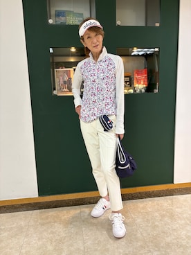 「アイテム（サンバイザー）」を使った、sioさん（レディース・165cm）の春コーディネート