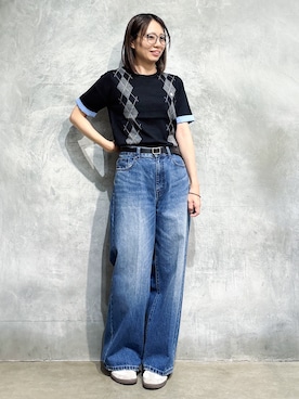 「THE SHOP TK （ザ ショップ ティーケー ）のアイテム（デニムパンツ）」を使った、misaさん（レディース・162cm）の夏コーディネート