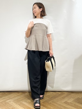 「OPAQUE.CLIP（オペークドットクリップ）のアイテム（Tシャツ/カットソー）」を使った、fumiさん（レディース・161cm）の夏コーディネート
