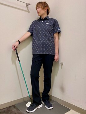 「adabat（アダバット）の【新レーベル ADABAT NAVY】吸水速乾 フルールドリスポロシャツ（ポロシャツ、ブラック系）」を使った、Yさんの春コーディネート