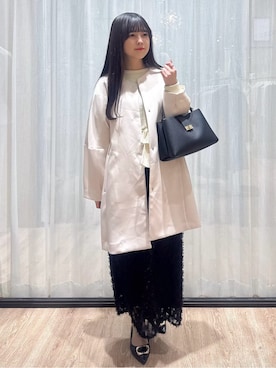 「アイテム（ノーカラーコート）」を使った、ぞうげさん（レディース・158cm）の冬コーディネート
