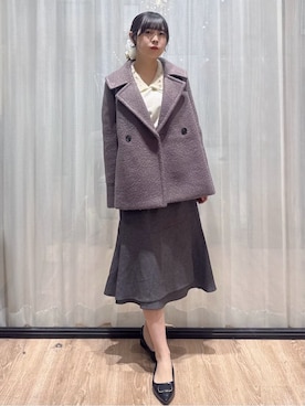 「アイテム（ピーコート、ブラウン系）」を使った、ぞうげさん（レディース・158cm）の冬コーディネート