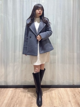 「アイテム（ピーコート、グレー系）」を使った、ぞうげさん（レディース・158cm）の冬コーディネート