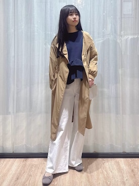 「アイテム（ノーカラーコート）」を使った、ぞうげさん（レディース・158cm）の冬コーディネート