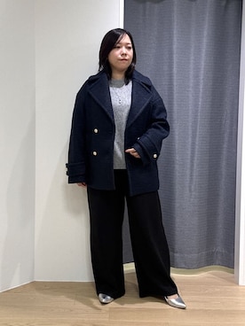 ピーコートを使った「ビッグシルエット」の人気ファッション