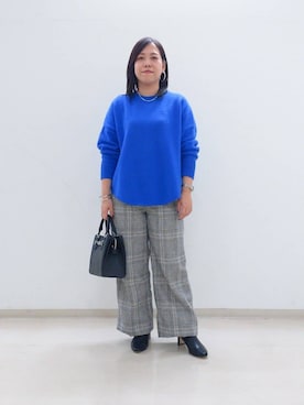 「INDIVI（インディヴィ）の【リニューアル！／マルチWAY／フォックスファー／ロング丈】リサイクルダウンコート（ダウンジャケット/コート、ブルー系）」を使った、Akiさん（レディース・153cm）の冬コーディネート