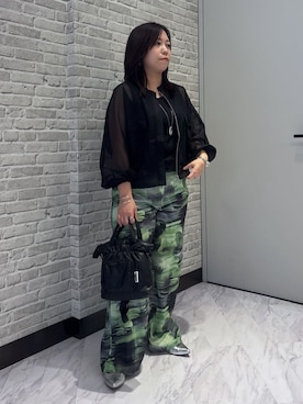 「GALLEST（ギャレスト）のスピンドルメッシュブルゾン（ブルゾン、ブラック系）」を使った、Akiさん（レディース・153cm）の春コーディネート