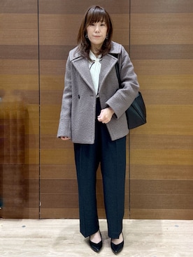「アイテム（ピーコート、グレー系）」を使った、maichiさん（レディース・156cm）の冬コーディネート