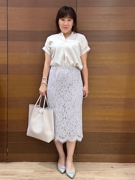 「アイテム（パンプス、グレー系）」を使った、maichiさん（レディース・156cm）の夏コーディネート