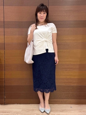 「アイテム（パンプス、グレー系）」を使った、maichiさん（レディース・156cm）の夏コーディネート