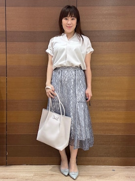 「アイテム（パンプス、グレー系）」を使った、maichiさん（レディース・156cm）の夏コーディネート