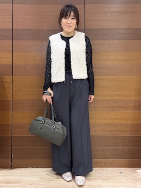 「アイテム（ボストンバッグ、グリーン系）」を使った、maichiさん（レディース・156cm）の秋コーディネート