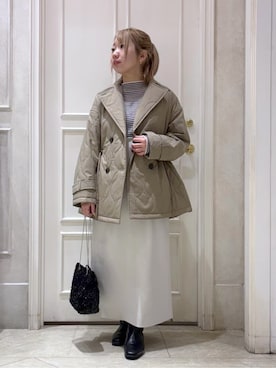 「アイテム（ピーコート、ブラウン系）」を使った、ちこさん（レディース・151cm）の冬コーディネート