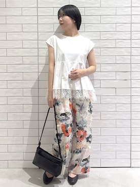 「OPAQUE.CLIP（オペークドットクリップ）のアイテム（Tシャツ/カットソー）」を使った、ayumiさん（レディース・159cm）の夏コーディネート