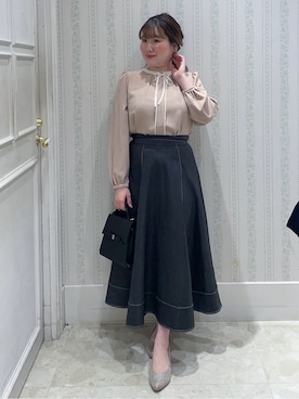 「couture brooch（クチュールブローチ）のアイテム」を使った、Layjuさん（レディース・155cm）の春コーディネート