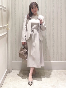 「アイテム（ブローチ/コサージュ、ベージュ系）」を使った、Layjuさん（レディース・155cm）の冬コーディネート