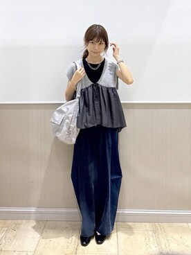 「LEPSIM（レプシィム）のデニムドッキングパンツ　1023674（デニムパンツ、ブルー系）」を使った、Shiraさん（レディース・166cm）の夏コーディネート
