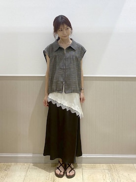 「LEPSIM（レプシィム）のメタルビーズチョーカー　633034（チョーカー、シルバー系）」を使った、Shiraさん（レディース・166cm）の春コーディネート