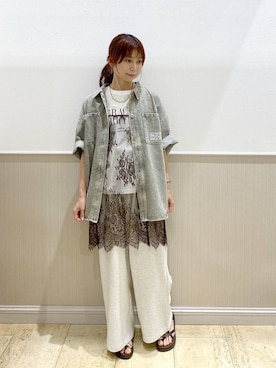 「LEPSIM（レプシィム）のメタルビーズチョーカー　633034（チョーカー、シルバー系）」を使った、Shiraさん（レディース・166cm）の春コーディネート