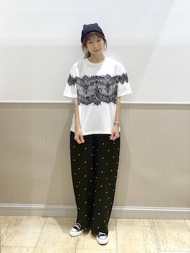 「LEPSIM（レプシィム）の【CONVERSE／コンバース】AS/US/OX/BK　638622（スニーカー、ブラック系）」を使った、Shiraさん（レディース・166cm）の夏コーディネート