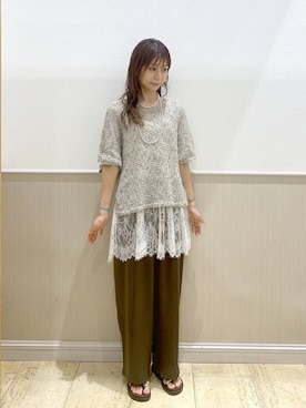 「LEPSIM（レプシィム）の3連ボールネックレス　287544（ネックレス、シルバー系）」を使った、Shiraさん（レディース・166cm）の春コーディネート