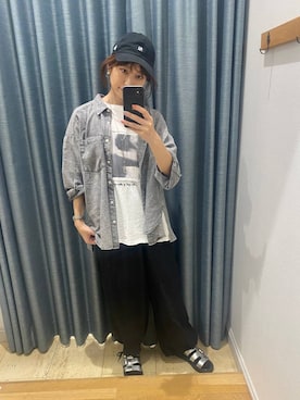 「LEPSIM（レプシィム）のオーガンジー刺繍パンツ　637639（その他パンツ、ブラック系）」を使った、Shiraさん（レディース・166cm）の夏コーディネート